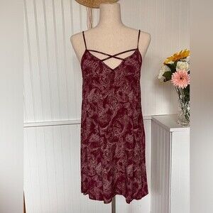 Bohemian Burgundy V-Neck Criss Cross Dress